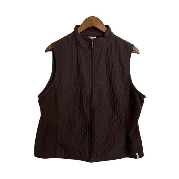 Columbia Womens Brown Quilted Full Zip Pockets Fleece Side Winter Vest Large - Picture 1 of 7